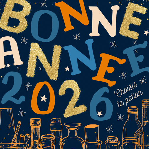 Carte 2026 : L'année pétillante des vœux colorés Carte de voeux originale pour 2026