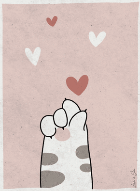 Carte Patte de petit chat et coeurs Carte Saint-Valentin mignonne