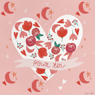 Carte Pour toi sur un coeur avec des lunes Carte avec coeurs