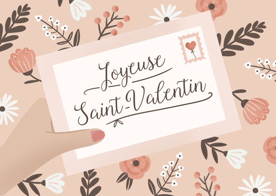Carte Joyeuse Saint Valentin sur une  Carte saint valentin