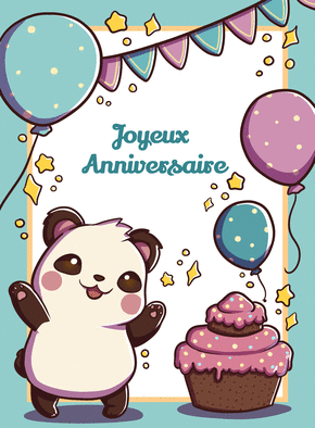 Carte Joyeux anniversaire petit panda Carte anniversaire enfant