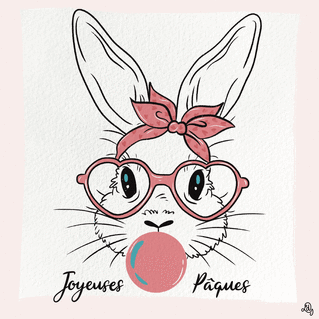 Carte Joyeuses Pâques lapin à lunettes rose Carte amusante de Pâques