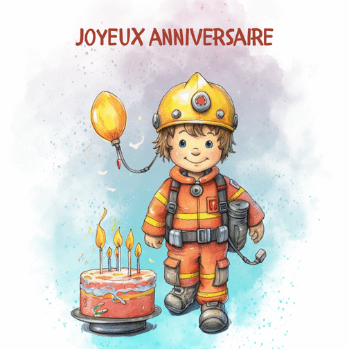Carte Anniversaire de petit pompier Carte anniversaire enfant