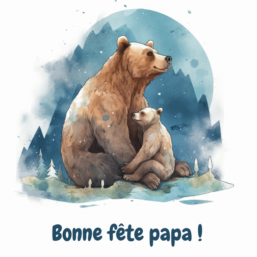 Carte Papa ours et bébé ours Carte fête des pères et animaux