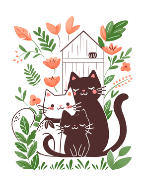 Carte Petits chats blanc et noir Carte chat et chaton