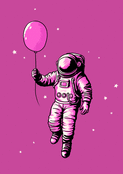 Astronaute fond rose