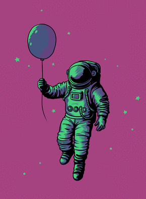 Carte Astronaute vert sur fond rose Carte anniversaire Ado
