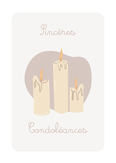 Carte Condoléances bougies aux douces couleurs Carte condoléances