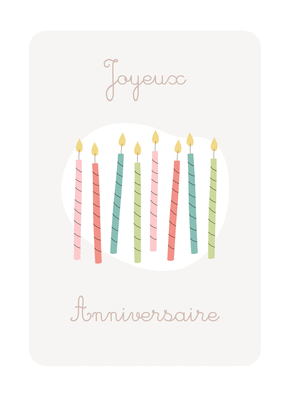 Carte Joyeux anniversaire et bougies couleurs douces Carte anniversaire