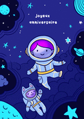 Joyeux anniversaire astronaute et son chat