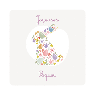 Carte Lapin fleuri joyeuses Pâques Carte de Pâques
