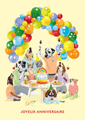 Fête d`anniversaire famille de chiens