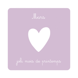 Carte Mars  coeur pastel du printemps doux Carte de mars
