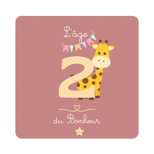 Carte L`âge 2 du bonheur   anniversaire unique Carte anniversaire enfant