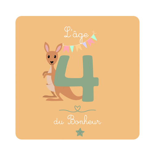 Carte L`âge 4 du Bonheur pour un anniversaire joyeux Carte anniversaire enfant