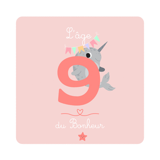 Carte L`âge 9 un anniversaire plein de bonheur Carte anniversaire enfant