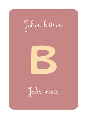 Carte Jolie lettre B et Jolis mots Carte abécédaire