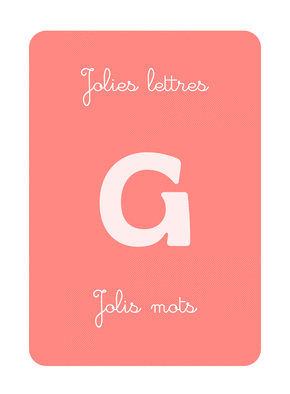 Carte Jolie lettre G et Jolis mots Carte abécédaire