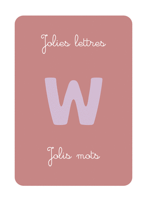 Carte Jolie lettre W et Jolis mots Carte abécédaire