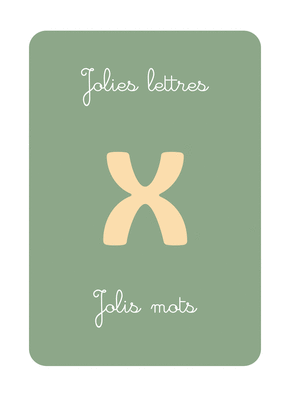 Carte Jolie lettre X et Jolis mots Carte abécédaire