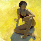 Jeune femme pensive à la plage