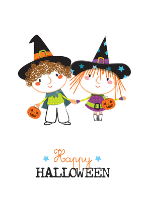 Carte Dessin d`enfant happy halloween Carte Halloween pour enfant