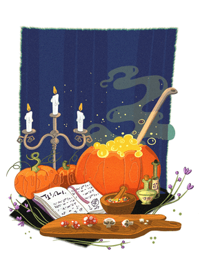 Carte Soupe à la citrouille d`halloween Carte halloween