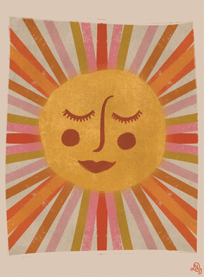 Carte Soleil vintage Carte pour dire bonjour