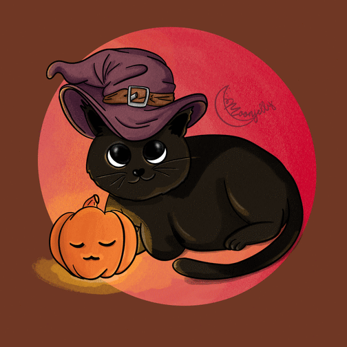 Carte Chat noir et sa citrouille Carte halloween