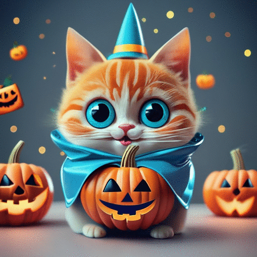Carte Petit chaton mignon d`Halloween Carte halloween