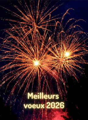 Carte Feux d'artifice brillants pour 2026 Carte de voeux 2026 avec feu d'artifice