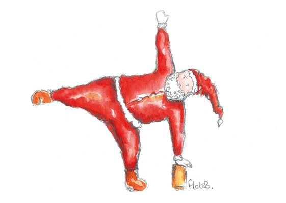 Carte Père Noël fait du yoga Carte de Noël minimaliste