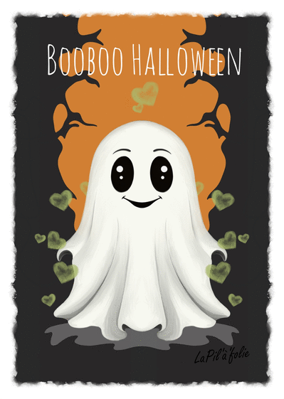 Carte BooBoo le petit fantôme Carte Halloween pour enfant