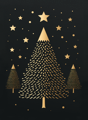 Carte Sapin de Noël doré Carte de Noël minimaliste