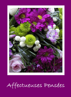 Carte Condoleances affectueuses pensées Carte condoléances fleurs