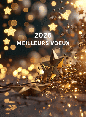 Carte Étoiles scintillantes et vœux dorés 2026 Carte de voeux 2026 