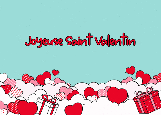 Carte Joyeuse Saint Valentin Style pop Carte avec coeurs