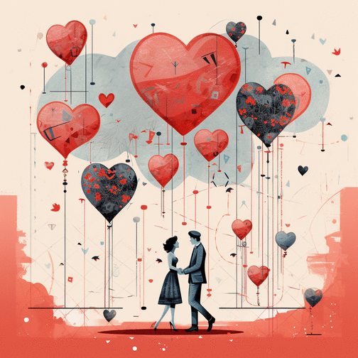 Carte De l`amour et des coeurs Carte saint valentin