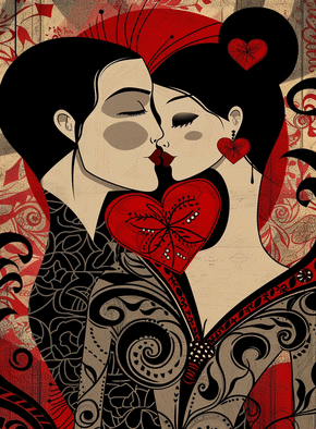 Carte Saint valentin dans un style japonais Carte St Valentin originale