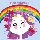 Joyeux anniversaire color&eacute; avec un arc-en-ciel