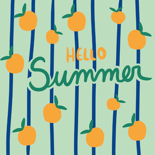 Carte Hello Summer avec des oranges Carte postale de Juillet et d'été