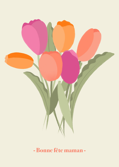 Carte Un bouquet de tulipes pour maman Carte fête des mères avec des fleurs