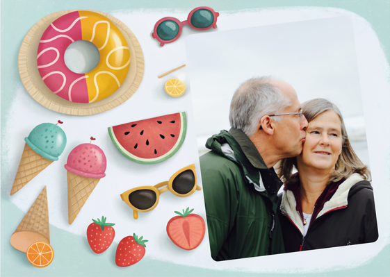 Carte Délices estivaux avec glaces et fruits frais Carte postale d'août et vacances