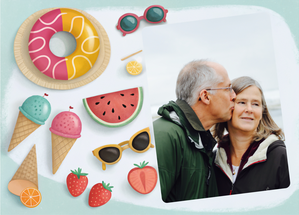 Carte Délices estivaux avec glaces et fruits frais Carte postale d'août et vacances