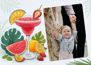 Carte Cocktail tropical pour des vacances rafraîchissantes Carte postale d'août et vacances