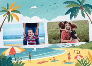 Carte Plage paradisiaque et soleil d'été Carte postale d'août et vacances