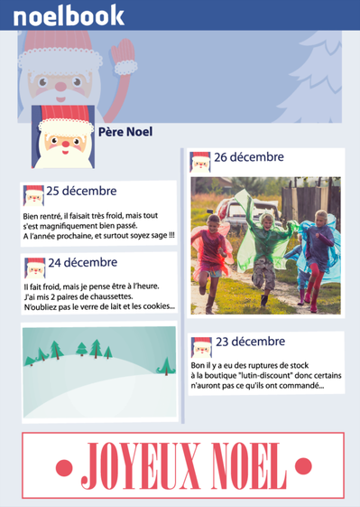 Carte Le Facebook personnalisable du père Noël Carte noël personnalisée