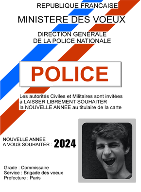Carte La nouvelle année 2024 de la police Carte de voeux humour 2024