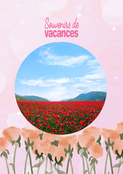 Souvenirs de vacances fond rose et jolies fleurs (personnalisation 3)