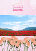 Souvenirs de vacances fond rose et jolies fleurs (personnalisation 2)